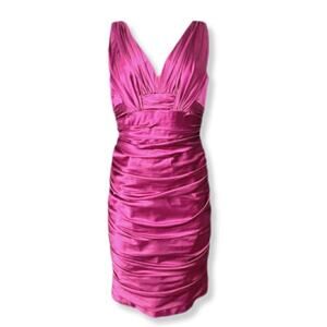 Carmen M Valvo Collection Silk Dress 10 Magenta Pink Satin Cocktail Party Event